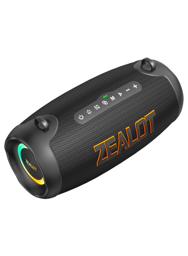 زيلوت سماعة بلوتوث محمولة ZEALOT P16 بقوة 120 واط، لاسلكية، مقاومة للماء بمعيار IPX7، صوت ستيريو غني بالباس العميق مع مضخم صوت خارجي، وبطارية سعة 8000 مللي أمبير - Image 5