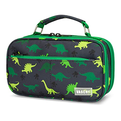 VASCHY Pencil Case for Boys, Aesthetic Kawaii Large Pencil Pouch Stationary Pencil Bag/Box for Preppy Kids, Pen Organizer Holder School Supply Black Dinos - Image 1