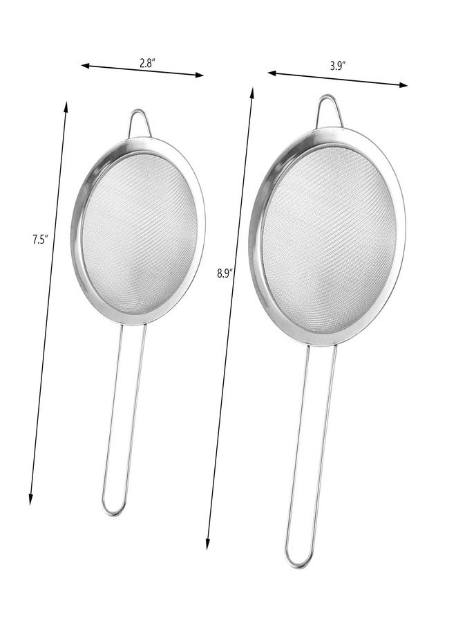 Tamnjvrr 2PCS Fine Mesh Strainers Set Small Stainless Steel Sieves with Handles For Straining Cocktail Flour Powdered Sugar Tea Bar Tool - Image 2
