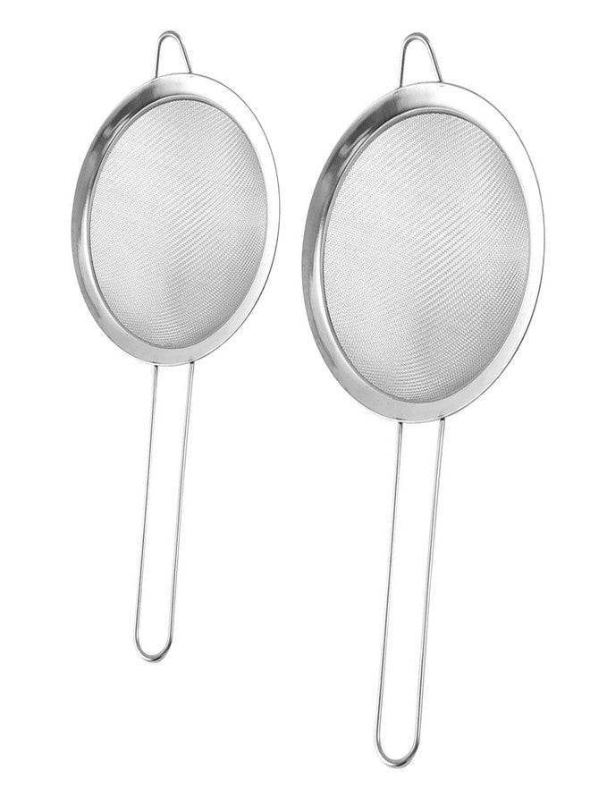 Tamnjvrr 2PCS Fine Mesh Strainers Set Small Stainless Steel Sieves with Handles For Straining Cocktail Flour Powdered Sugar Tea Bar Tool - Image 1