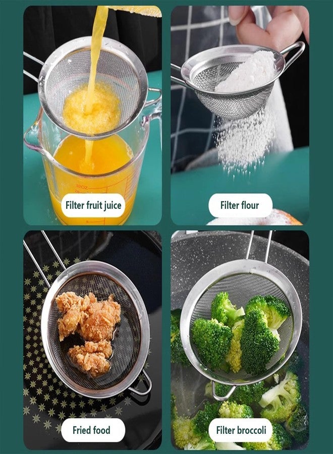 Tamnjvrr 2PCS Fine Mesh Strainers Set Small Stainless Steel Sieves with Handles For Straining Cocktail Flour Powdered Sugar Tea Bar Tool - Image 4