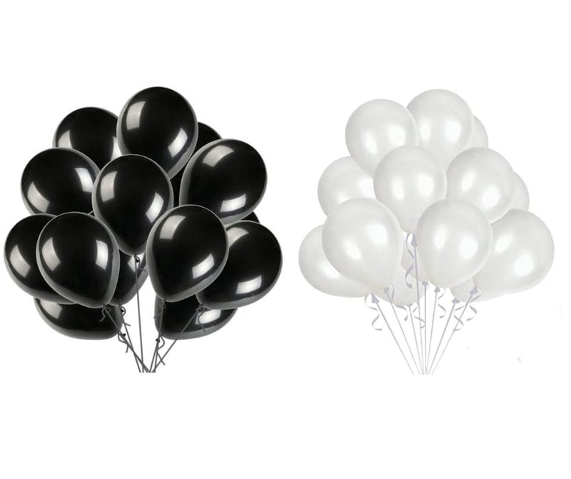 Vail Creations MADE IN INDIA 10inch Metallic Balloons for Birthday Decoration/Anniversary Party Decoration (White,Black, Pack of 100) - Image 4
