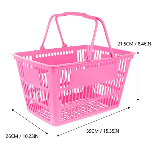 Scicalife Mall Shopping Basket Merchandise Storage Basket Plastic Basket with Handles Picnic Basket for Kids Portable Shopping Basket Set for Retail Store Rosy 16L - Image 3