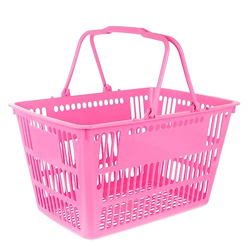 Scicalife Mall Shopping Basket Merchandise Storage Basket Plastic Basket with Handles Picnic Basket for Kids Portable Shopping Basket Set for Retail Store Rosy 16L - Image 1