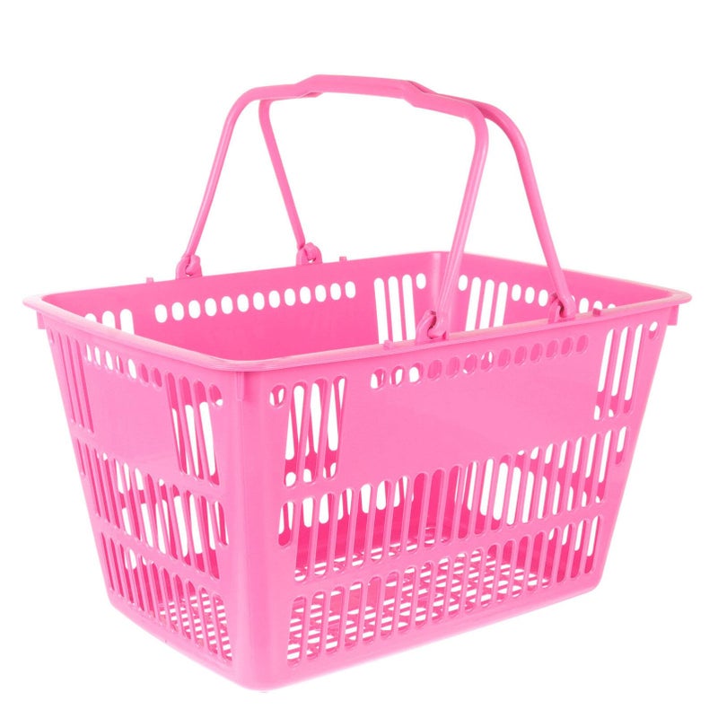 Scicalife Mall Shopping Basket Merchandise Storage Basket Plastic Basket with Handles Picnic Basket for Kids Portable Shopping Basket Set for Retail Store Rosy 16L - Image 2