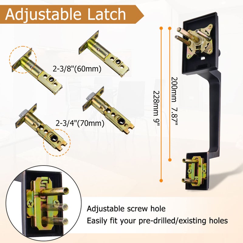 Azdele Front Door Handle And Deadbolt Set, Front Door Lock Set, Exterior Door Lock Set, Front Door Handle With Single Cylinder Deadbolt For Exterior Door, Reversible For Right&Left(Oil Bronze Modern) - Image 2