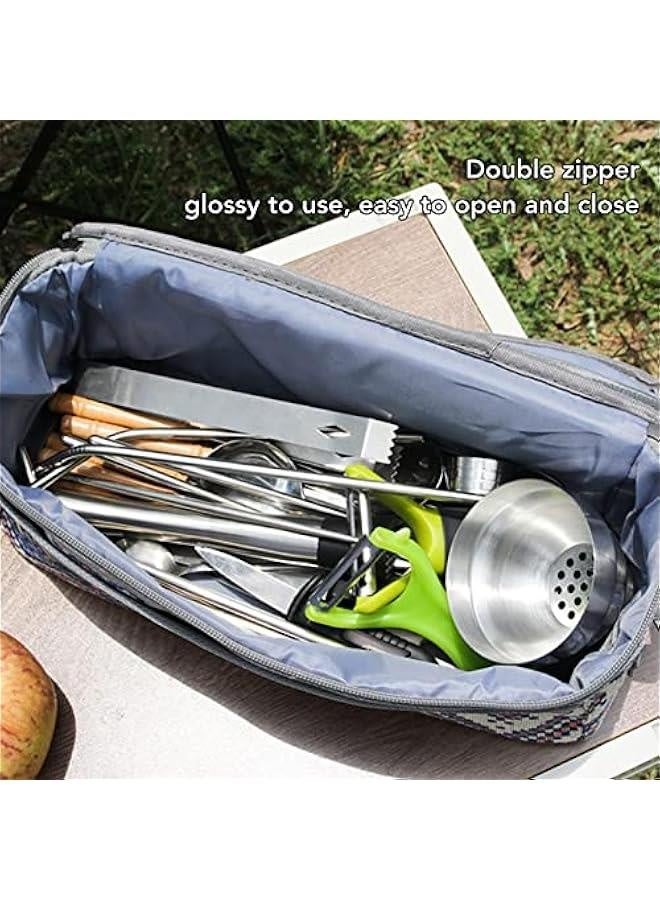 Camping Travel Cooking Utensils lunch box , Portable Outdoor Cooking and Grilling Utensil lunch box Travel Bag for Backpacking BBQ Camping Hiking Travel(Blue)  - Image 4