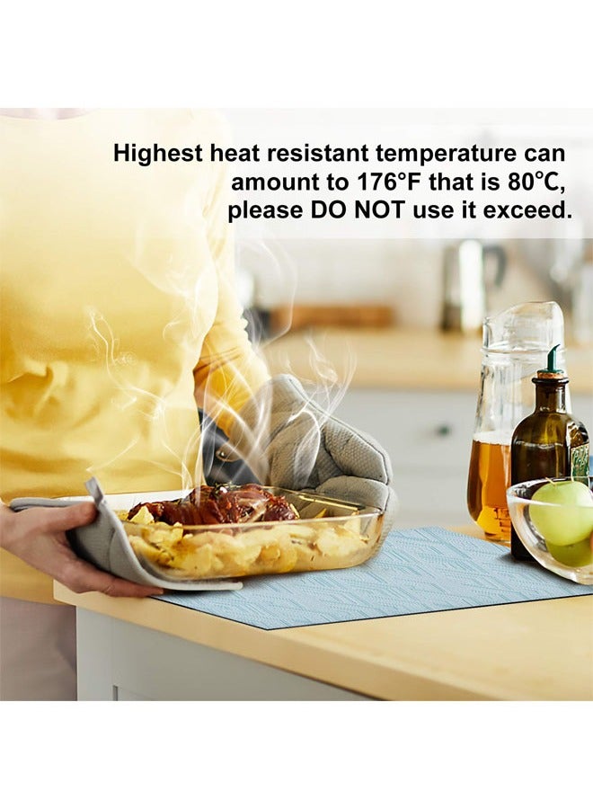 JOYBOS مفارش طاولة طعام من الفينيل مكونة من 6 قطع قابلة للغسل ومقاومة للحرارة وغير قابلة للانزلاق أنيقة للاستخدام الداخلي والخارجي للمطبخ وتناول الطعام من مادة البولي فينيل كلوريد المنسوجة مفارش طاولة القهوة مفارش فنجان القهوة مفارش فنجان القهوة إكسسوارات ماكينة القهوة أزرق سماوي - Image 2