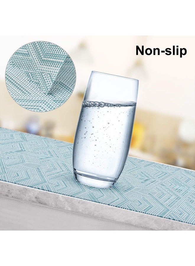 JOYBOS مفارش طاولة طعام من الفينيل مكونة من 6 قطع قابلة للغسل ومقاومة للحرارة وغير قابلة للانزلاق أنيقة للاستخدام الداخلي والخارجي للمطبخ وتناول الطعام من مادة البولي فينيل كلوريد المنسوجة مفارش طاولة القهوة مفارش فنجان القهوة مفارش فنجان القهوة إكسسوارات ماكينة القهوة أزرق سماوي - Image 4