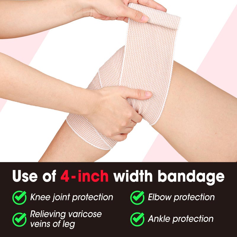 YesBes 6 Pack Premium Elastic Bandage Wrap(2x3, 2x4, 2x6), Compression Bandage Wrap, Lymphedema Wraps for Legs, Ankle, Knee, Tummy - Image 4