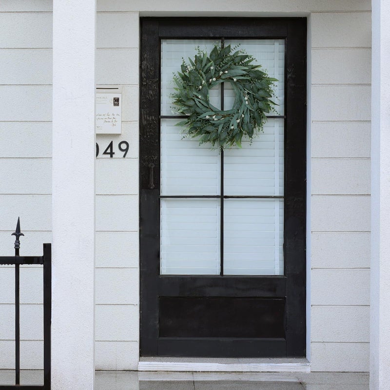 YXZZWL 26" Eucalyptus Wreath for Front Door - Large Artificial Greenery Outdoor Wreath for Porch, Window,Farmhouse,Home,Holiday,Hanging Decor- Spring, Summer, Fall, All Seasons (Green) - Image 3