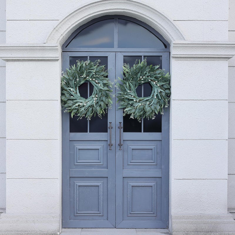 YXZZWL 26" Eucalyptus Wreath for Front Door - Large Artificial Greenery Outdoor Wreath for Porch, Window,Farmhouse,Home,Holiday,Hanging Decor- Spring, Summer, Fall, All Seasons (Green) - Image 4