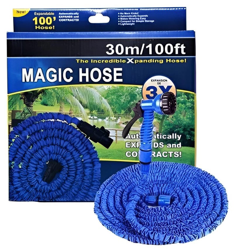 MAGIC HOSE Flexible Expandable Garden Hose with Multi-Pattern Spray Nozzle - 100ft/30m Kink-Free & Lightweight - Image 1
