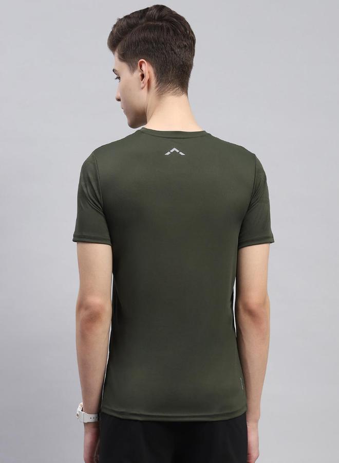Rock.it Men Olive Solid Round Neck Short Sleeves  T-Shirt - Image 4