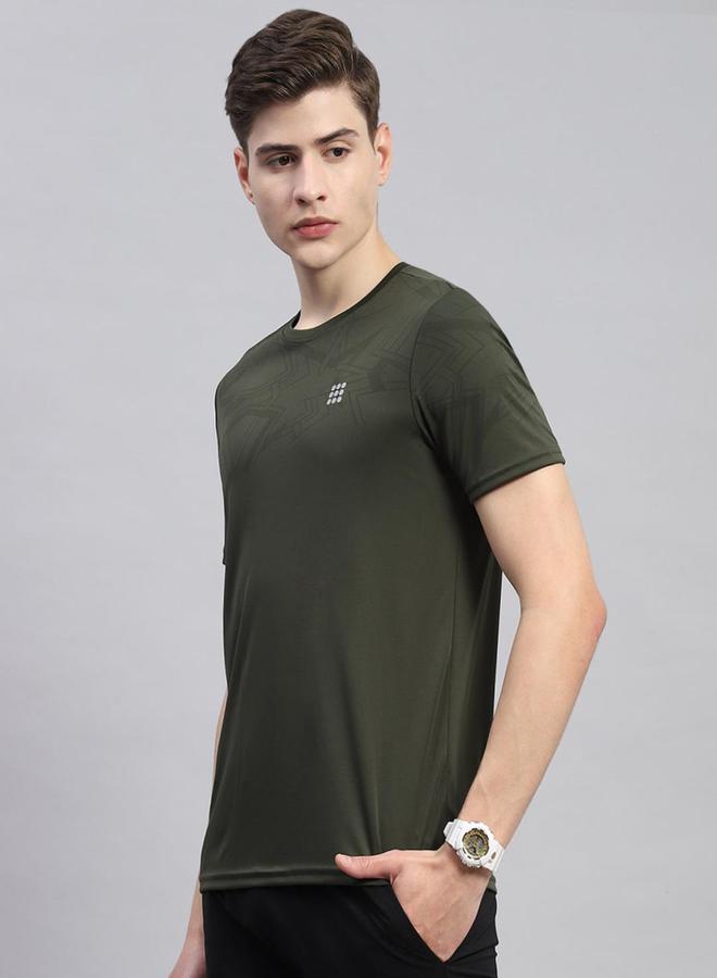 Rock.it Men Olive Solid Round Neck Short Sleeves  T-Shirt - Image 2