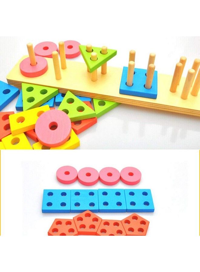 JIADA ألعاب تعليمية وتعلمية من مونتيسوري، كتل مطابقة الأشكال الهندسية 5 أعمدة - Image 5