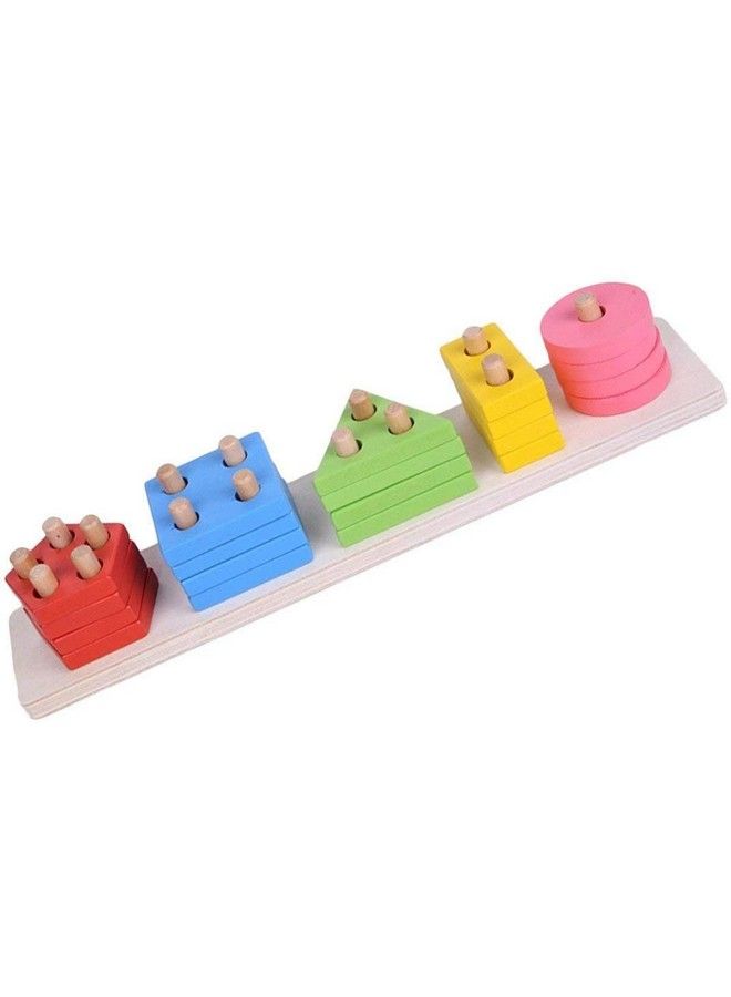 JIADA ألعاب تعليمية وتعلمية من مونتيسوري، كتل مطابقة الأشكال الهندسية 5 أعمدة - Image 3