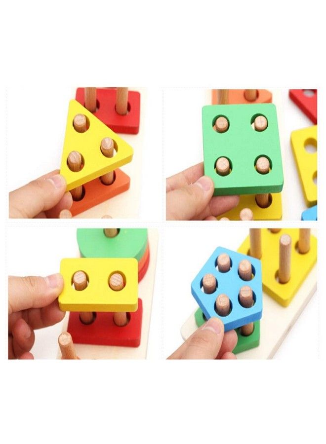 JIADA ألعاب تعليمية وتعلمية من مونتيسوري، كتل مطابقة الأشكال الهندسية 5 أعمدة - Image 4