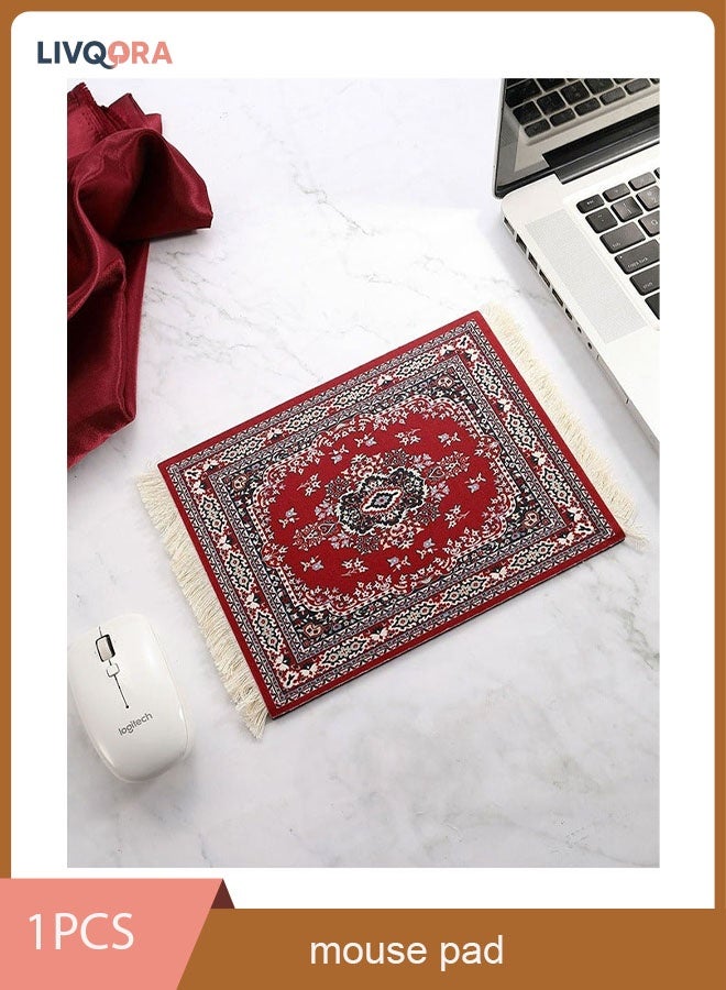 LIVQORA Coffee Art Mouse Pad ,Luxury Ergonomic Carpet Mouse Mat Rug ,Non-Slip Rubber Base (Red)