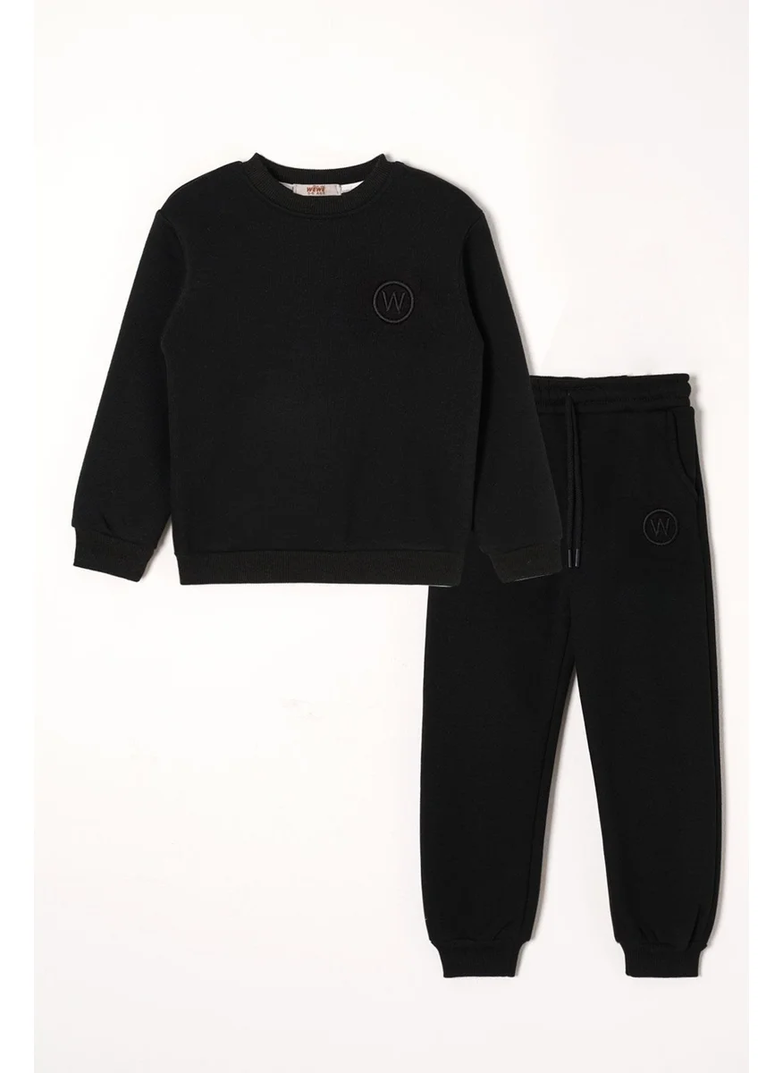 Zepkids W Embroidered Black Color Boy Tracksuit