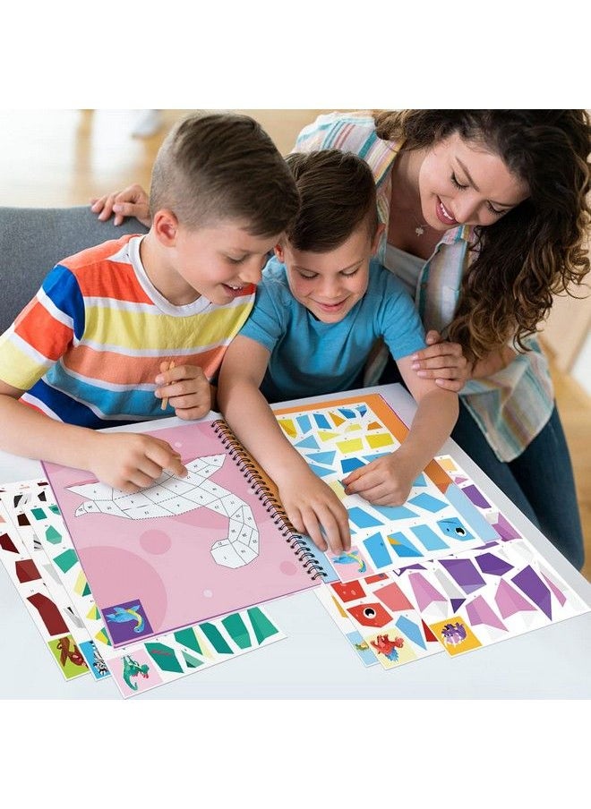 Omgouue - 2Pcs Dinosaur Animal Crafts For Kids Ages 4 8 Sticker Paint Books Gift Party Create 20 Pictures Sticker Sheets Are Separate - Image 1