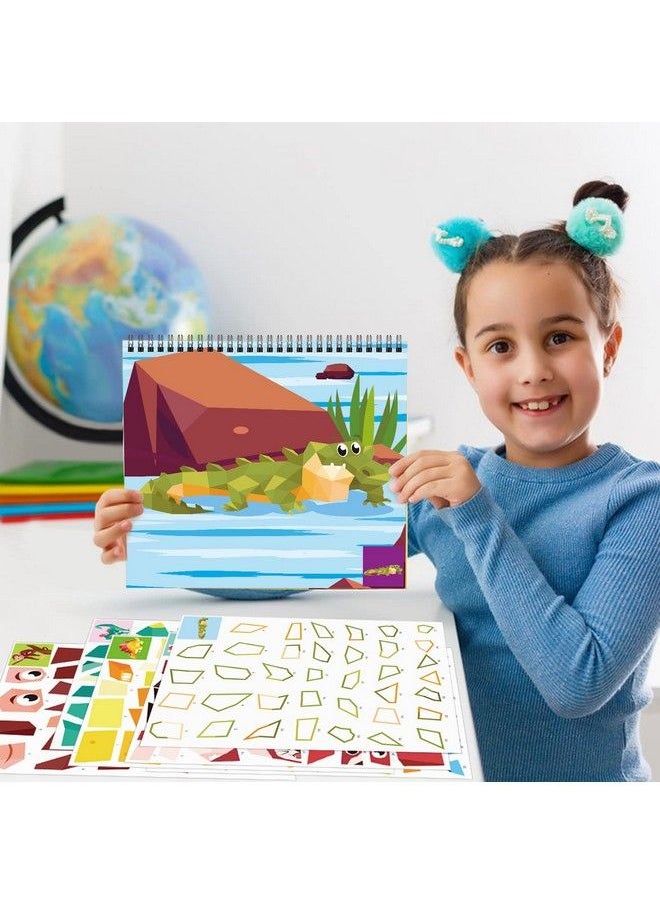 Omgouue - 2Pcs Dinosaur Animal Crafts For Kids Ages 4 8 Sticker Paint Books Gift Party Create 20 Pictures Sticker Sheets Are Separate - Image 1