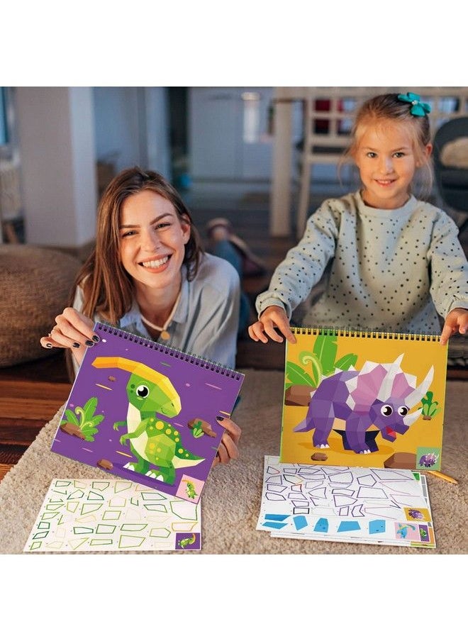 Omgouue - 2Pcs Dinosaur Animal Crafts For Kids Ages 4 8 Sticker Paint Books Gift Party Create 20 Pictures Sticker Sheets Are Separate - Image 1