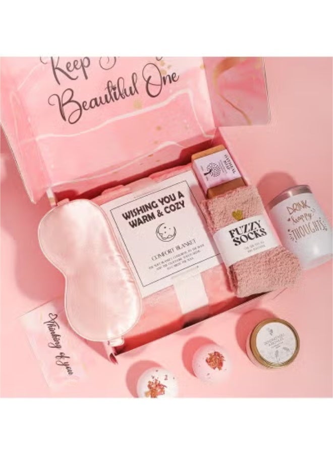 Beauenty Gift Basket for Women - Birthday Gift Box, Get Well Soon Gift Set Contains 10 Inspirational Gifts, Relaxing Spa Treatment Package for Women, Bestie Friendship, Female Friend Gift - Image 1