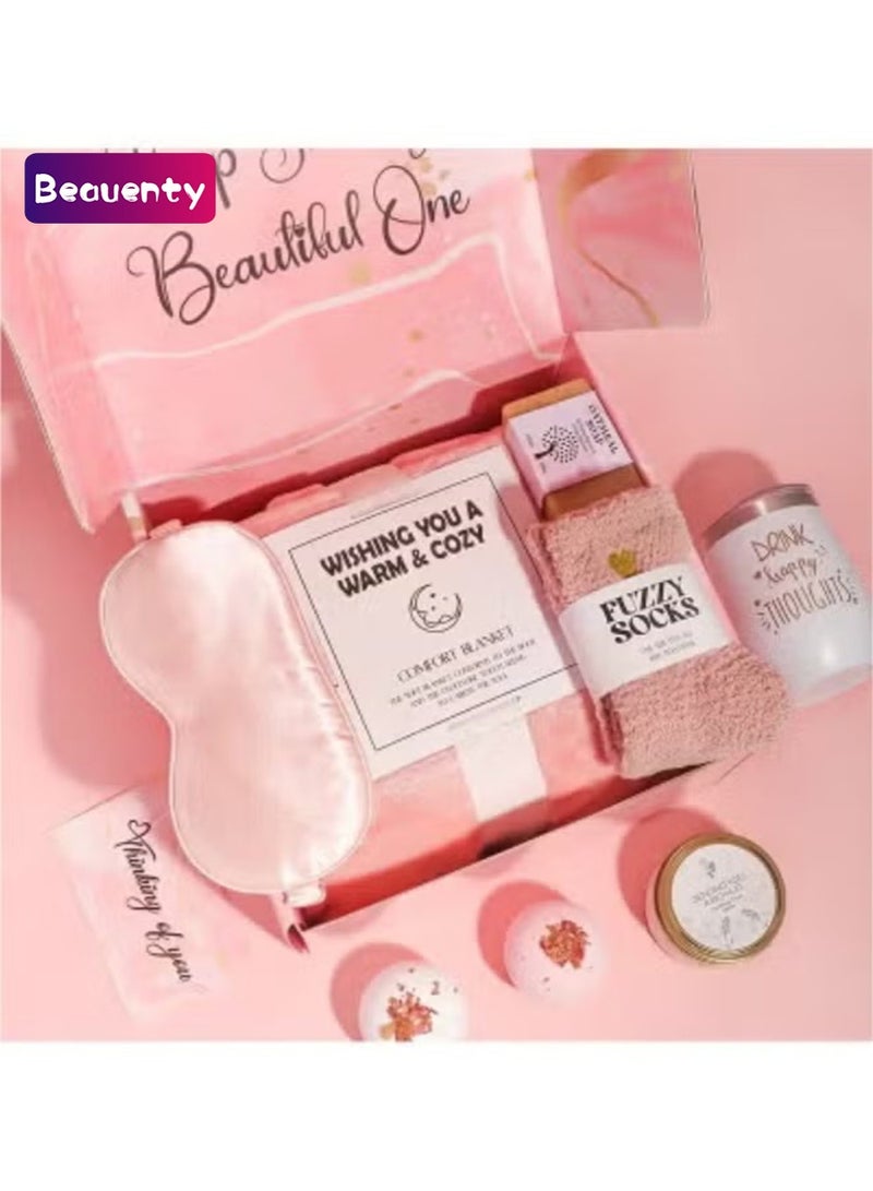 Beauenty Gift Basket for Women - Birthday Gift Box, Get Well Soon Gift Set Contains 10 Inspirational Gifts, Relaxing Spa Treatment Package for Women, Bestie Friendship, Female Friend Gift - Image 1