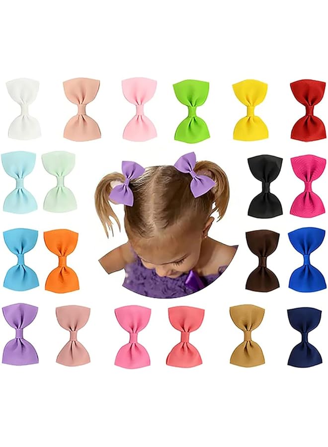 KASTWAVE Baby Girls Grosgrain Hair Ribbon Bows Hair Bow Clips Muilt Color Grosgrain Ribbon Hair Barrettes Accessories With Alligator Clip For Girl Teens Kids Babies Toddlers (20 Piece Set) - Image 1