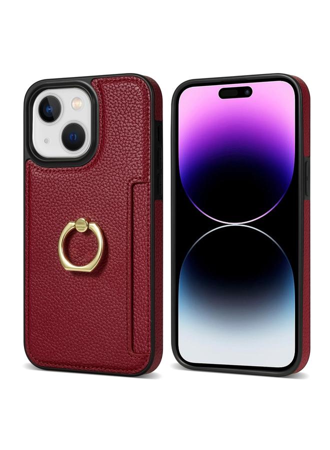 اس-توب جراب لهاتف iPhone 13 Ring Card Litchi جراب خلفي من الجلد - Image 2