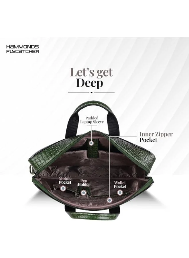 Hammonds Flycatcher  Genuine Leather Office Bag for Men, 15.6 Inch Laptop Bag for Men, Professional Leather Bag for Men, Adjustable Straps and Multiple Compartments  | Best Price UAE