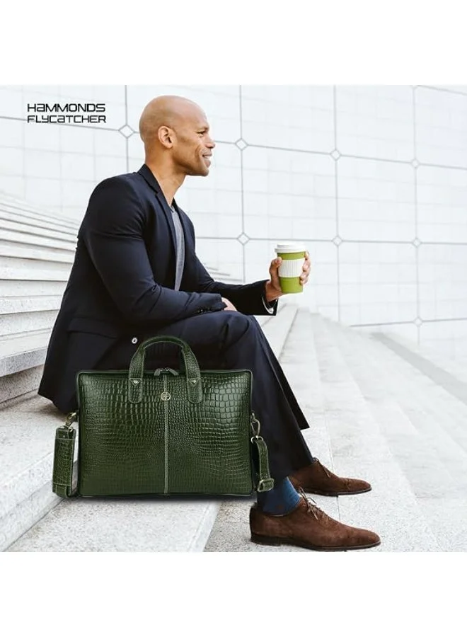 Hammonds Flycatcher  Genuine Leather Office Bag for Men, 15.6 Inch Laptop Bag for Men, Professional Leather Bag for Men, Adjustable Straps and Multiple Compartments  | Best Price UAE