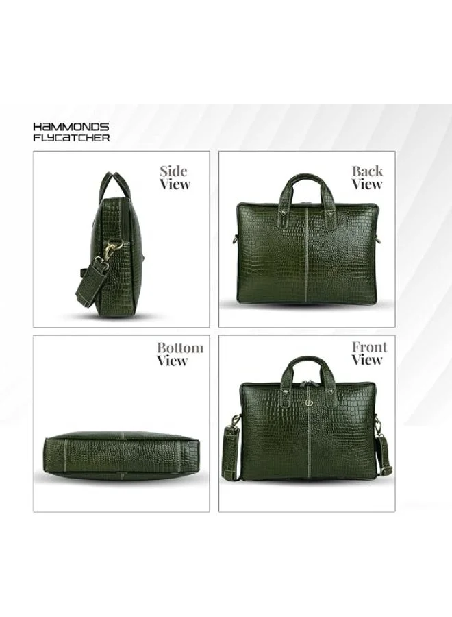 Hammonds Flycatcher  Genuine Leather Office Bag for Men, 15.6 Inch Laptop Bag for Men, Professional Leather Bag for Men, Adjustable Straps and Multiple Compartments  | Best Price UAE