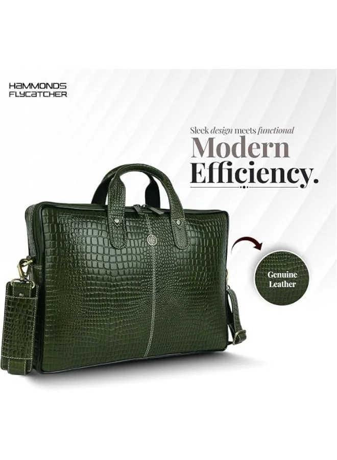 Hammonds Flycatcher  Genuine Leather Office Bag for Men, 15.6 Inch Laptop Bag for Men, Professional Leather Bag for Men, Adjustable Straps and Multiple Compartments  | Best Price UAE