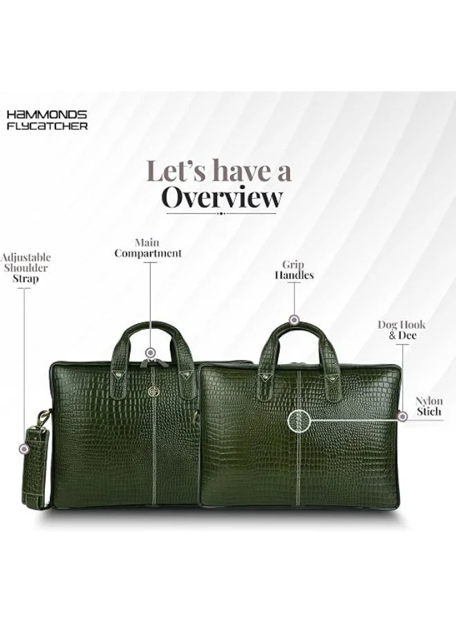 Hammonds Flycatcher  Genuine Leather Office Bag for Men, 15.6 Inch Laptop Bag for Men, Professional Leather Bag for Men, Adjustable Straps and Multiple Compartments  | Best Price UAE