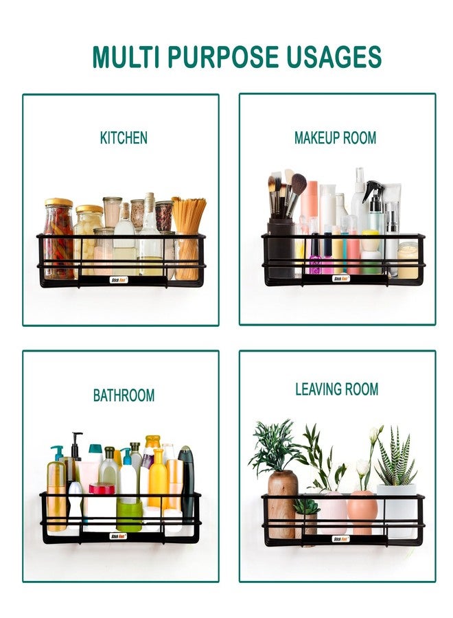 SF - Stick Fast Bathroom Shelf Self-Adhesive - Elegance Tray with 3M Sticker for Wall Mount Multipurpose Kitchen & Bathroom Storage Organizer Tray Rack Pack of 1 - Black, Stainless Steel - Image 3