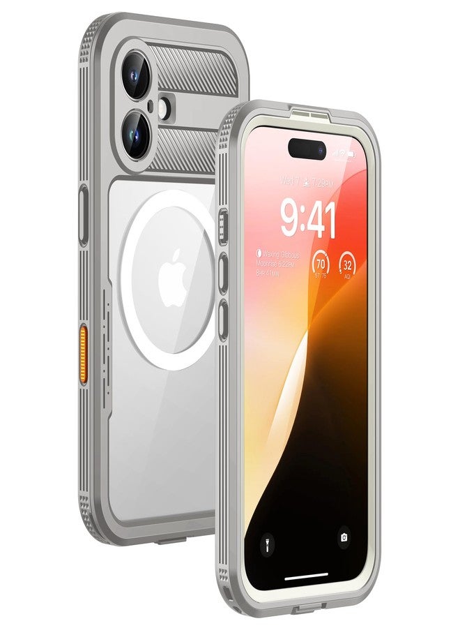 جراب Lanhiem المغناطيسي لهاتف iPhone 16، جراب مقاوم للماء والغبار IP68، [متوافق مع Magsafe] [واقي شاشة مدمج] غطاء هاتف قوي كامل الجسم 6.1 بوصة، طبيعي - Image 1