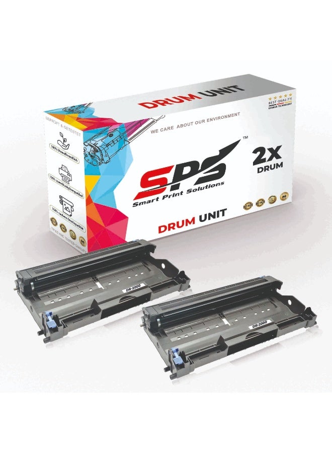 Smart Print Solutions SPS Compatible Drum Cartridges for Brother - DR-2000 | 2x Black | Yield upto 12,000 Pages - Image 1