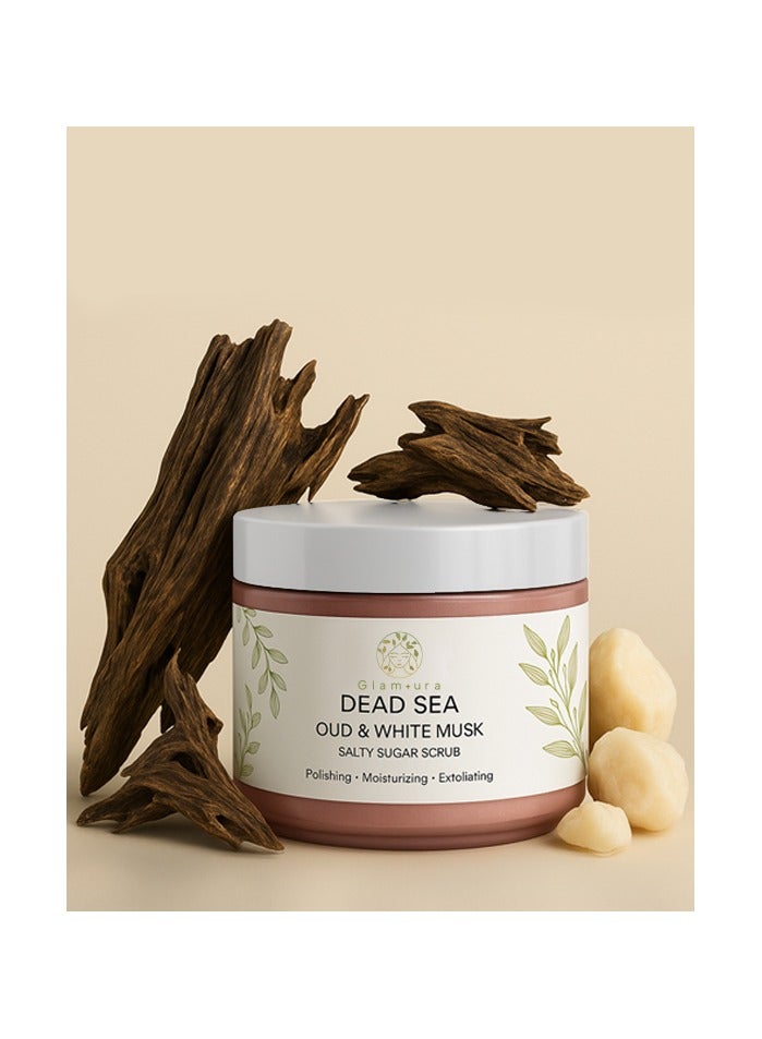 جلامورا مقشر بتوليفة أملاح البحر الميت والزيوت الطبيعية بالعود والمسك الأبيض - Image 1
