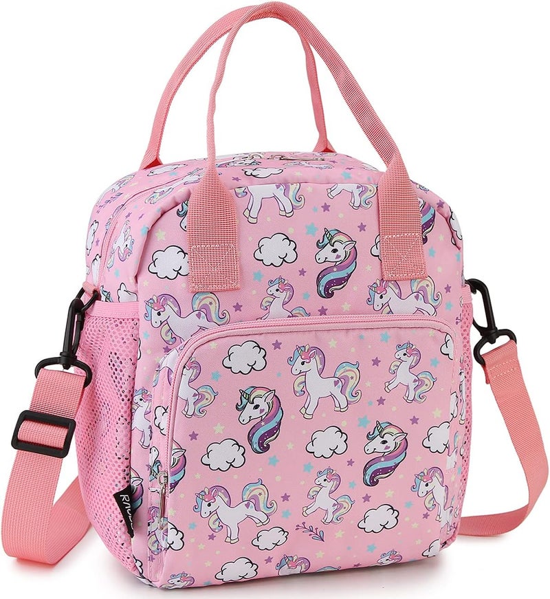 RAVUO Unicorn Lunch Bag Water Resistant Insulated Cute Girls Lunch Box for Kids Reusable Lunch Tote with Detachable Shoulder Strap - Image 1