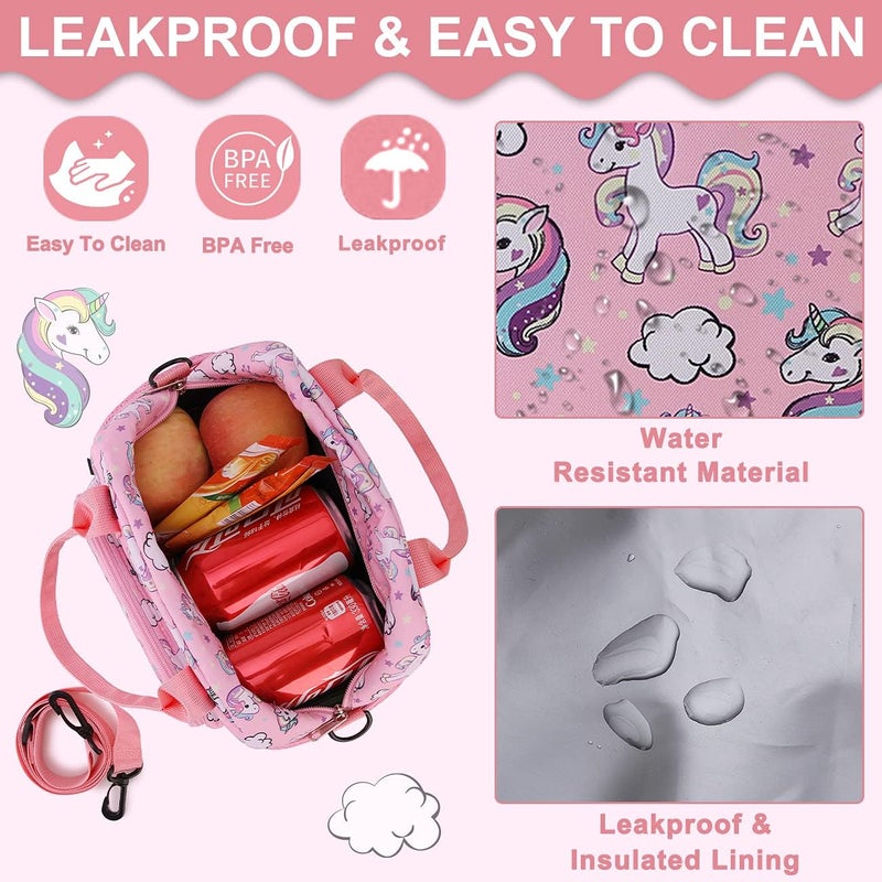 RAVUO Unicorn Lunch Bag Water Resistant Insulated Cute Girls Lunch Box for Kids Reusable Lunch Tote with Detachable Shoulder Strap - Image 5