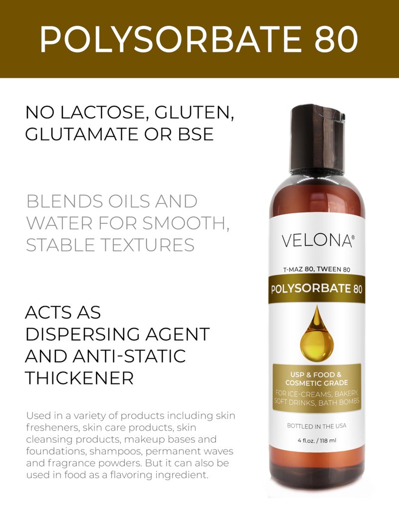 velona Polysorbate 80 by Velona - 4 Fl Oz | Solubilizer, Food & Cosmetic Grade | All Natural for Cooking, Skin Care and Bath Bombs, Sprays, Foam Maker | Use Today - Enjoy Results - Image 2