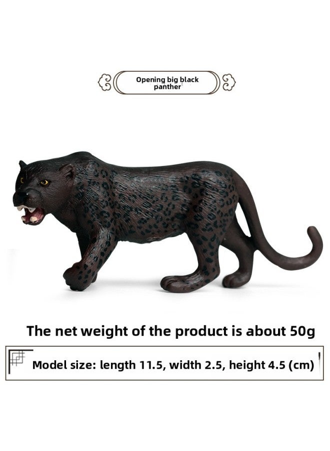 Simulation Animal Model Giraffe Elephant Rhino Brown Bear Tiger Lion Leopard Hippo Solid Cognitive Toy Ornaments-Color:M-547 Black Panther  - Image 1