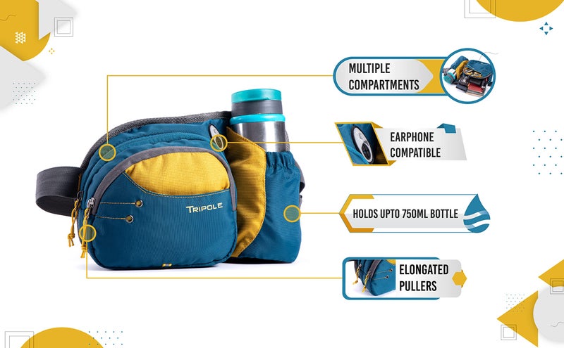 Tripole Hydra Waist Pack with Bottle Holder for Running, Cycling and Daily Use (Blue) - Image 4