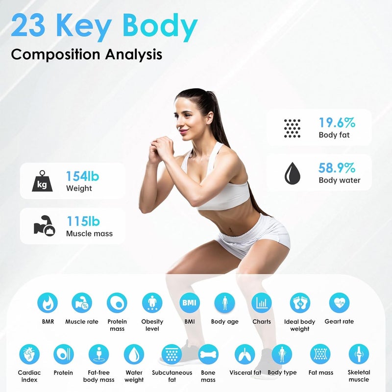 CLORIS Smart Scale for Body Weight Fat Digital Bathroom Weighing Machine for Accurate BMI Muscle Mass Composition Health Analyzer with App Bluetooth - Image 2