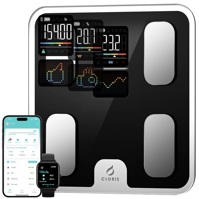 CLORIS Smart Scale for Body Weight Fat Digital Bathroom Weighing Machine for Accurate BMI Muscle Mass Composition Health Analyzer with App Bluetooth - Image 1