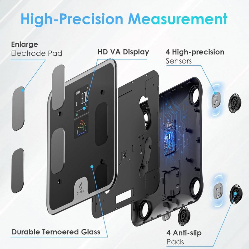 CLORIS Smart Scale for Body Weight Fat Digital Bathroom Weighing Machine for Accurate BMI Muscle Mass Composition Health Analyzer with App Bluetooth - Image 5