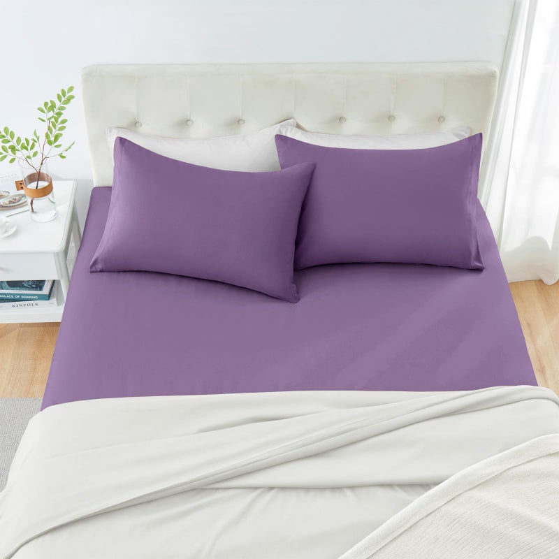 MILVOWOC 2Pcs Brushed Microfiber King Pillowcases - 20 x 36 Inch  Purple Pillow Case Set Non Slip Envelope Pillow Cover with Moisture Absorption and Anti-Wrinkle Machine Washable - Image 4