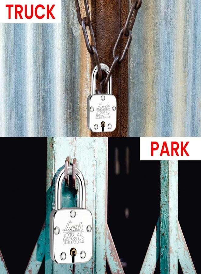 Link® Atoot 45mm Long Shackle Lock | Steel Body | Hardened Shackle | 6 Brass Levers | Made in India | 1 Padlock 3 Silver Key - Image 5